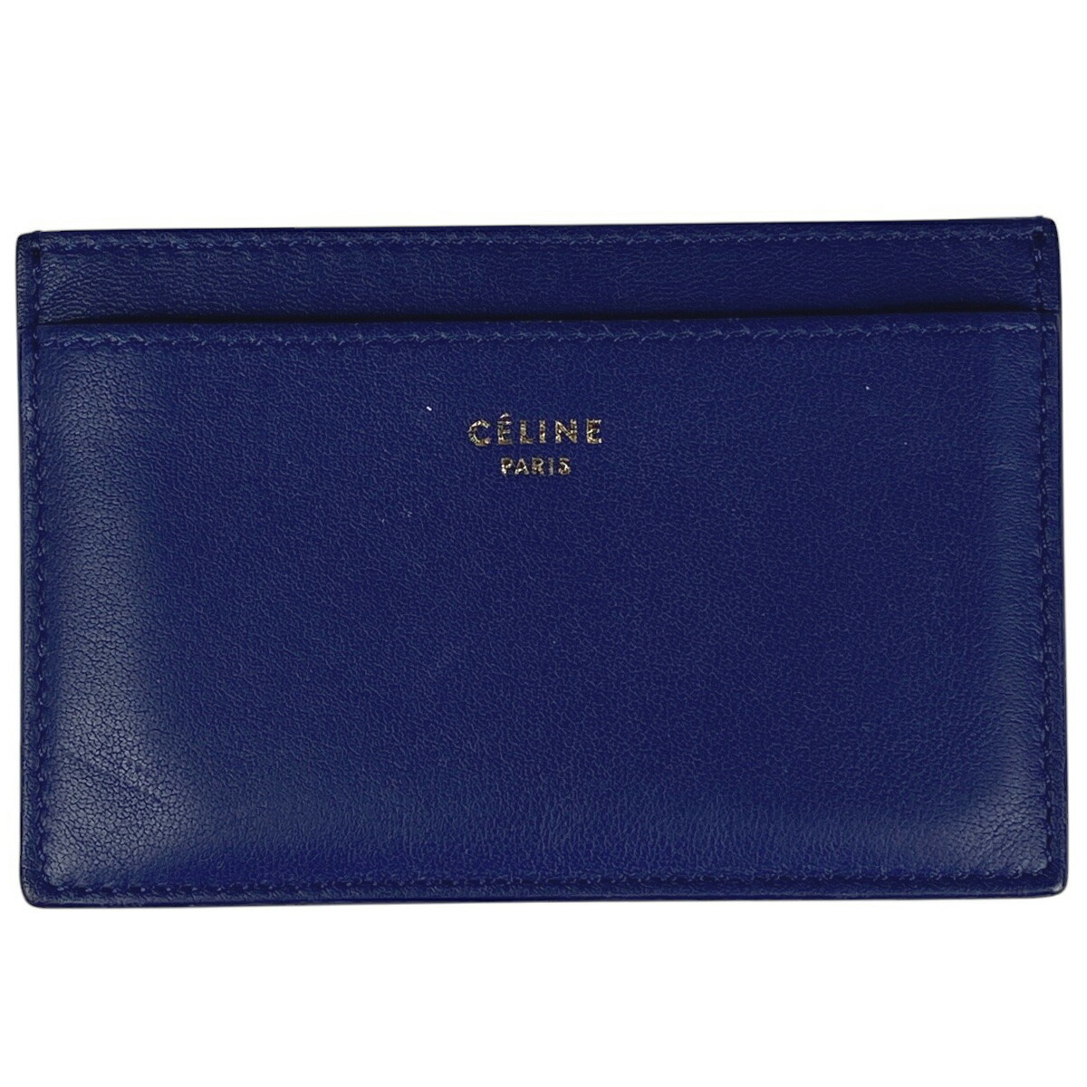 Celine Logo Card Case Business Holder Leather Blue